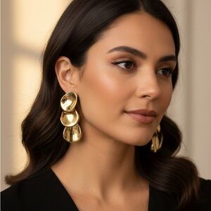 Vintage Elegant Brass Drop Statement Earrings